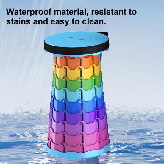 Folding Stool with Carrying Handle Height Adjustable Retractable Stool Heavy Duty Outdoor Camping Picnic Fishing Collapsible Telescoping Chair