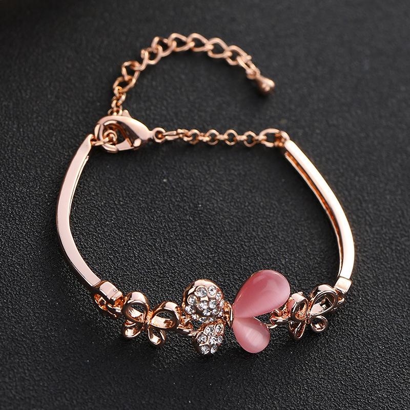 Pink Butterfly Bracelet Ladies Gold Plated Jewelry Explosive Sweet Simple Diamond Bracelet Chain
