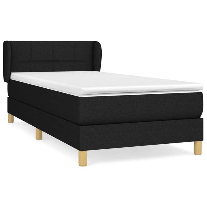 Lit avec sommier et matelas - Maison Exclusive - Noir - 80x200 cm - Tête de lit réglable