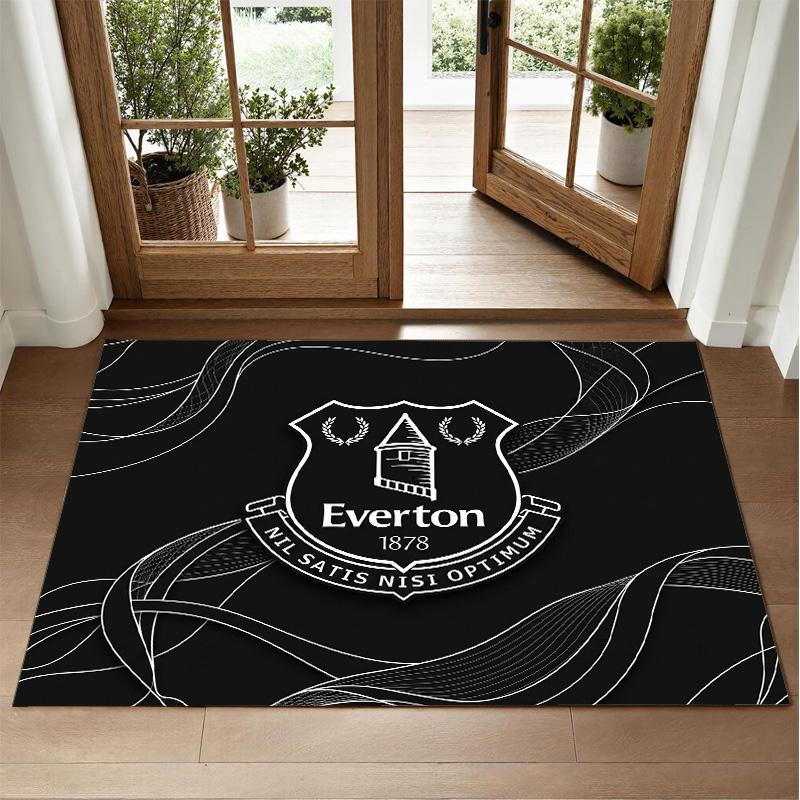 Everton Football Design Crystal Velvet Rug Soft Decorative Mat for Bedroom Entrance