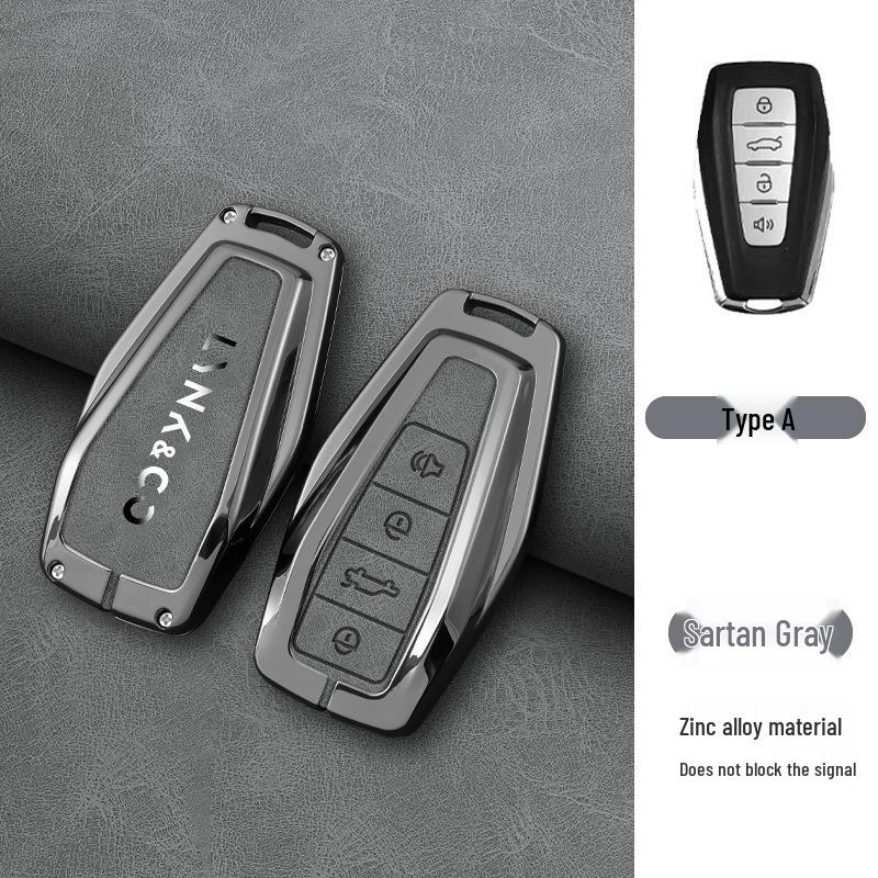 Premium Metall Schutzhülle für Lynk & Co 01 PHEV Schlüssel, Anti-Fall Schale mit Schnallenverschluss für Männer und Frauen