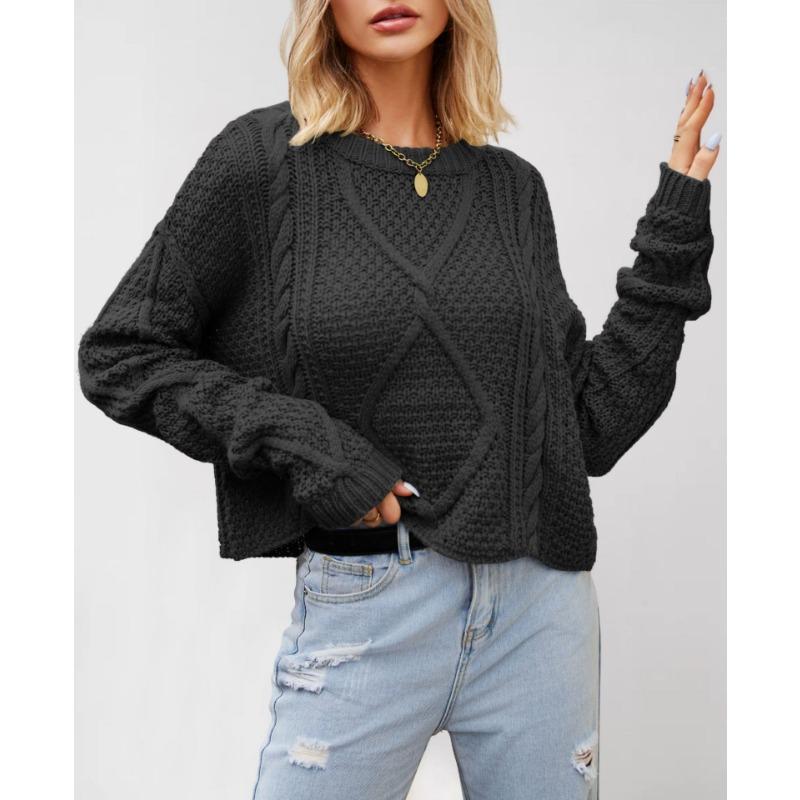 Autumn and winter new women's clothing twist button rope knitted sweater loose thick needle pullover sweater large size