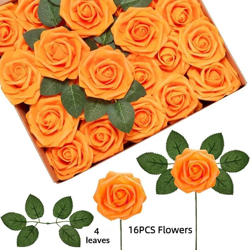 §16/25st Konstgjorda Rosblommor Med Stjälkar För DIY Bröllopsdekorationer Centerpieces Arrangement Fest Trädgård Heminredning Gåvor