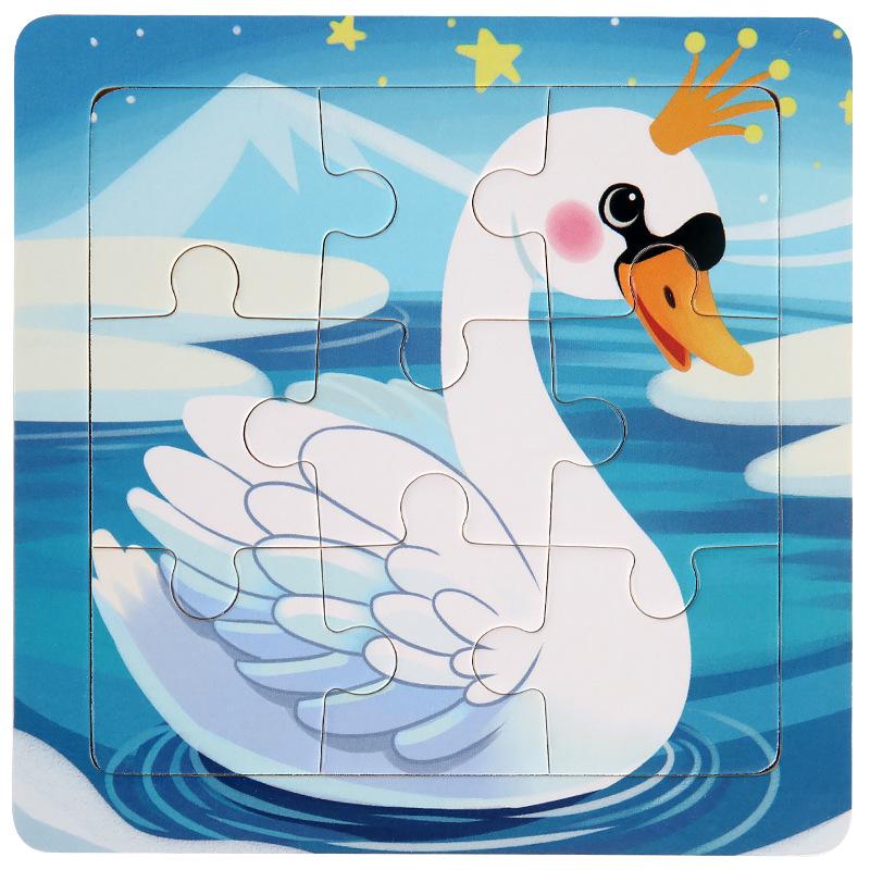 11cm Children Wooden Jigsaw Puzzle Games Cartoon Animal Vehicle Pattern Wooden 3d Puzzle Montessori Educational Toys