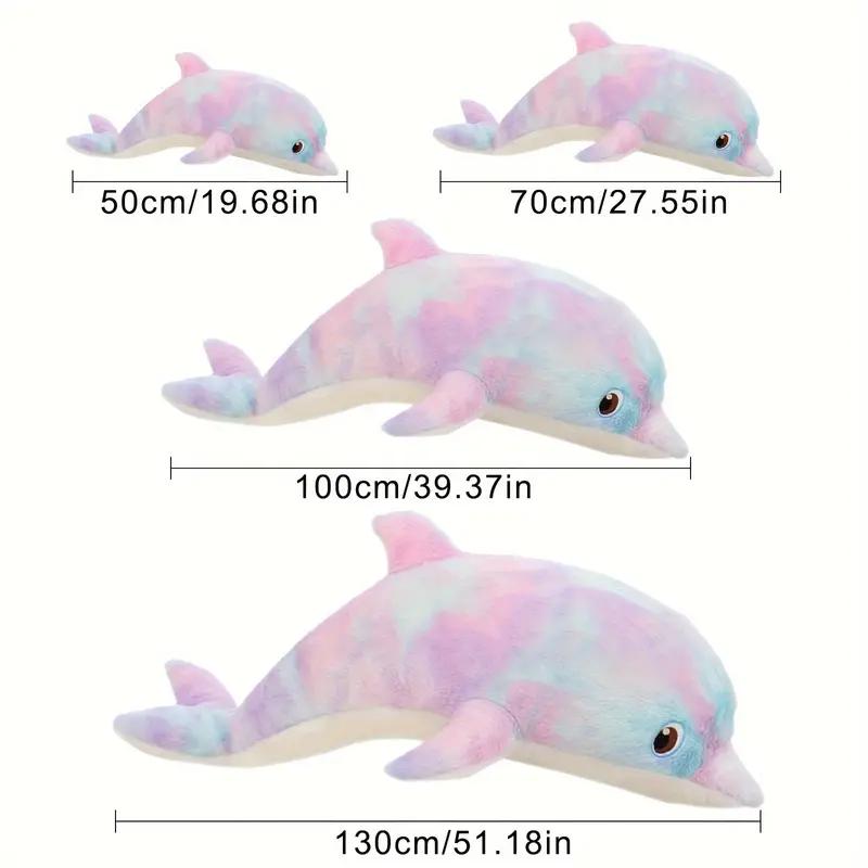50Cm/19.68In Cute Colorful Dolphin Plush Toy Soft Cartoon Model Throw Pillow Home Decoration For Boys And Girls Birthday Gifts