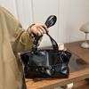 Korean Style Underarm Bag PU Leather Bowling Bag Fashion Retro Shoulder Bag  Women