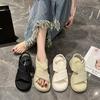 2025 Women's Stylish Thick-Soled Casual Sandals - Simple Solid Color Beach Shoes