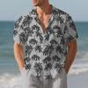 Men's Beach Short-Sleeved Shirt Coconut Tree Print Loose-Fit Holiday Shirt Men's
