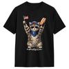 America Funny Cat Hot Dog Lovers Patriotic US Flag T Shirt Fashion T Shirts ShortSleeved Vintage Tops Summer Plus Size Clothing