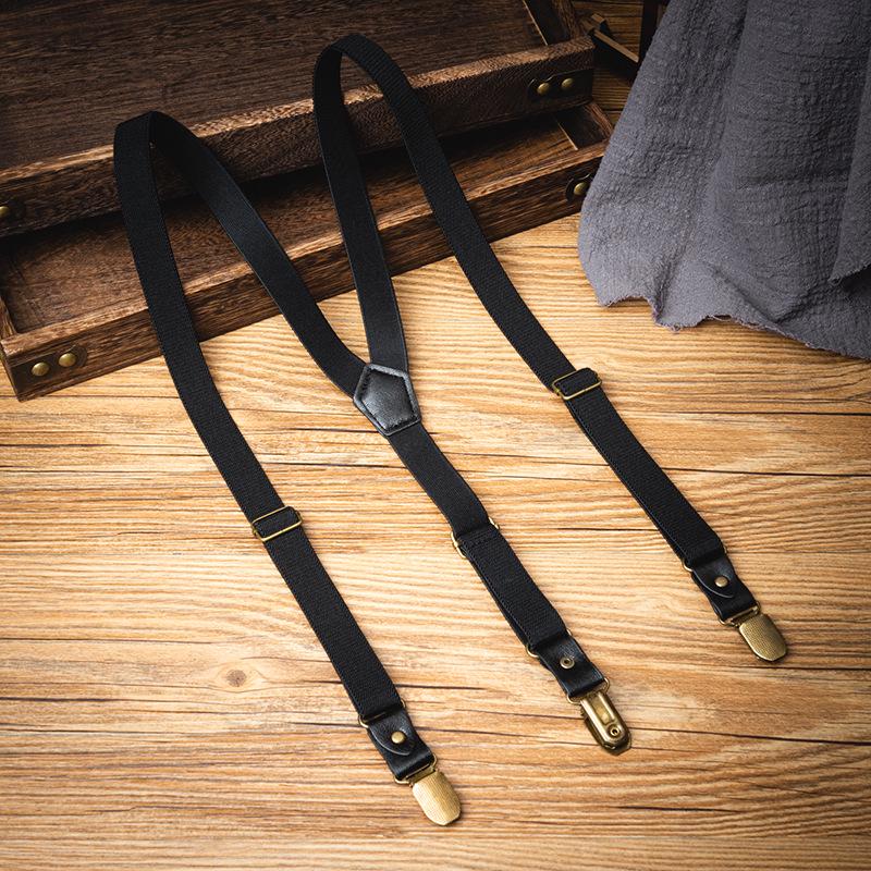 Unisex Y-Shape Elastic Non-Slip Suspenders - Trendy Groomsmen Pants Straps чёрный