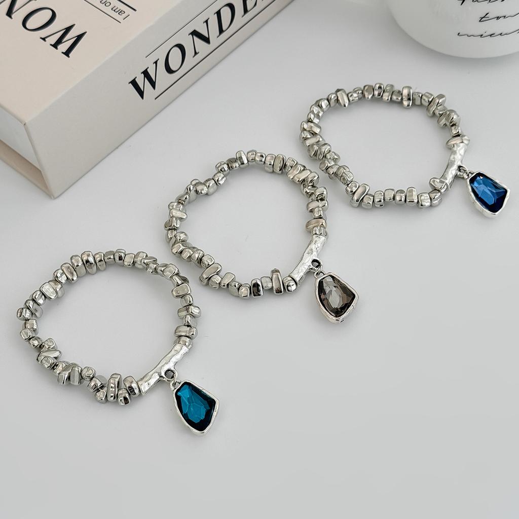 SHIXIN 3 Colors Simple Shiny Rhinestone Irregular Pendant Bracelet for Women Fashion Acrylic Beaded Bracelet Jewelry Accessories