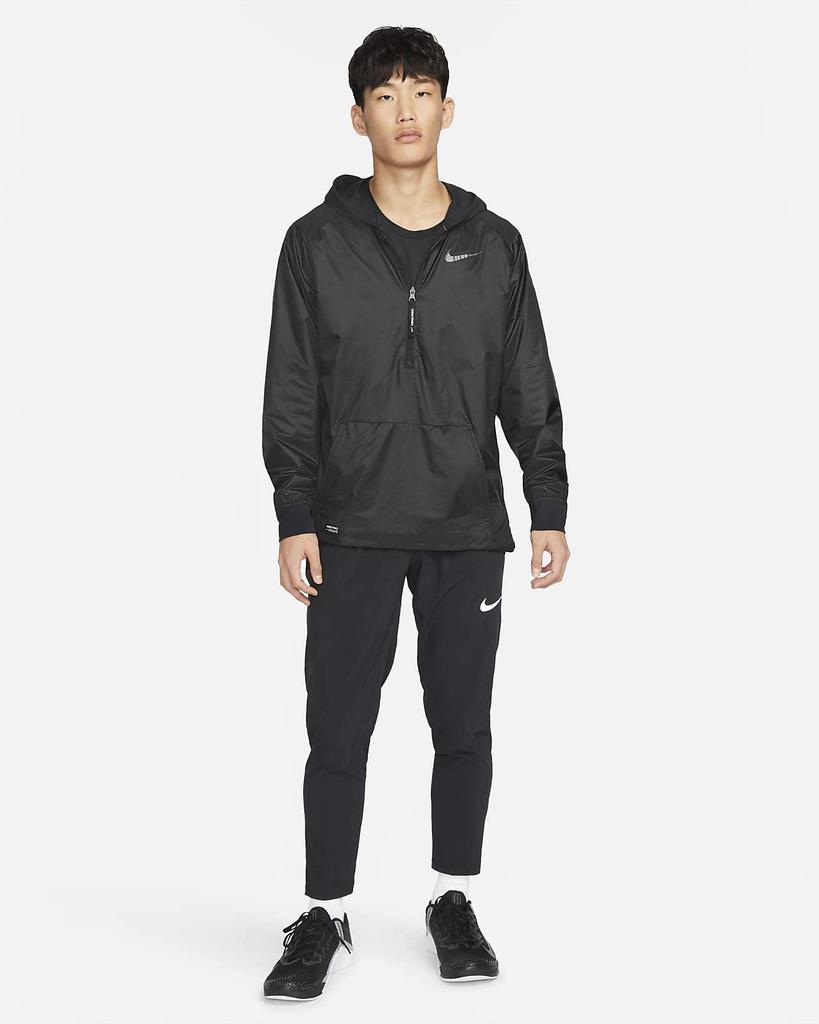 NIKE PRO Woven Training Size XL DM5537 Men's 1/2-Zip Mesh-Lined Hoodie, (176-185cm), Black,