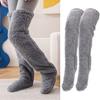 1 Pair Women Autumn Winter Over Knee Fuzzy Socks Solid Color Plush Thigh High Socks Thick Furry Boot Socks Leg Warmers