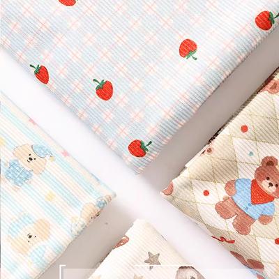 0.5m/2m Fine Strip Thicken Corduroy Cute Cartoon Printed for Sewing Winter Coats Children's Clothing Pants Handmade DIY Fabrics