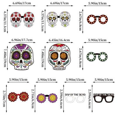 Adereços de Foto Dia dos Mortos Mexicano Esqueleto Fantasma Festa a Fantasia Cartões de Papel Fotográfico (10 pacotes)