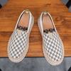 New Men Canvas Casual Shoes Summer Breathable Canvas Slip-on Loafers Street Trend Checkered Flat Fisherman Shoes