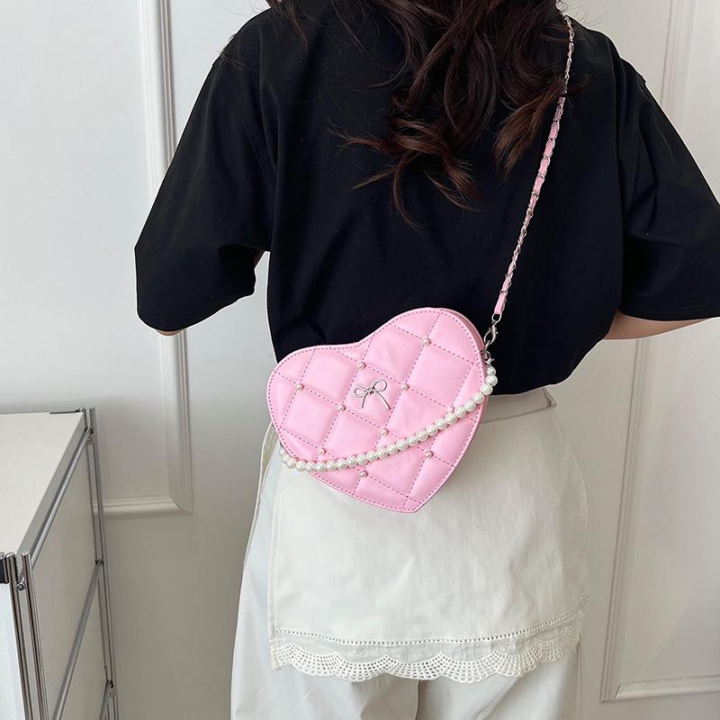2025 Spring/Summer Lolita Mini Heart-Shaped Quilted Crossbody Bag