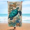 Vintage Zee Schildpad Schelp Print Strandlaken Zacht Sneldrogend Zandbestendig Absorberend Handdoek voor Zomerstrand Kamperen