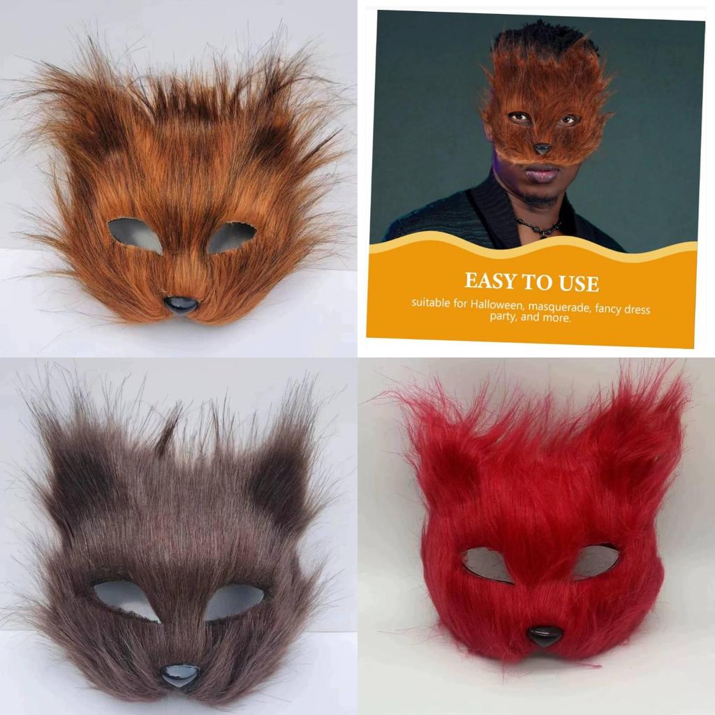 Fox Plush Half Mask With Features For Halloween Costume Parties And Cosplay Events