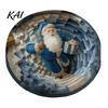 Indoor Christmas Rug 3D Round Rug, Optical Illusion Santa Claus Area 39 Holiday Decorative Inch Quilted-Like Floor Mat for Living Room Bedroom
