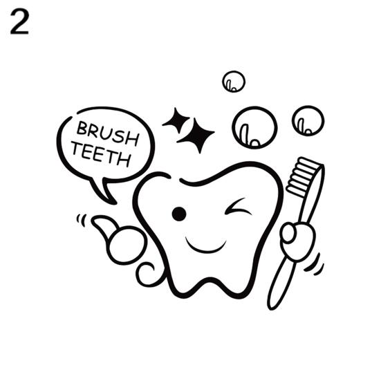 Cartoon Tandenpoetsen Je Tanden Doucheruimte Vinyl Sticker Muurschilderingen Muurdecoratie