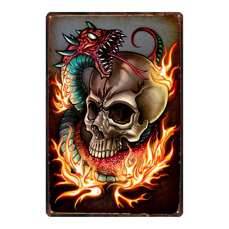 YZFQ  Sugar Skull Plaque Metal Vintage Horror Tin Sign  Wall  Bar Restaurant Home Art Cinema Tattoo Shop Decor Poster DU-7291B