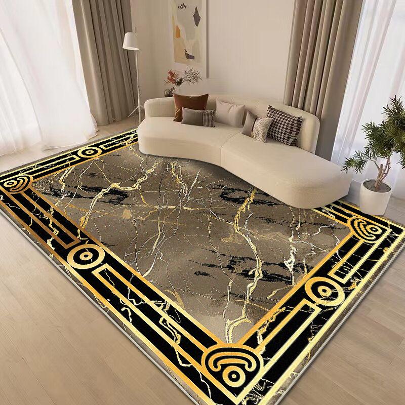 Large Area Golden Rugs for Living Room Nordic Style Decoration Sofa Area Carpet Home Bedroom Decor Cloakroom Floor Mat Non-slip