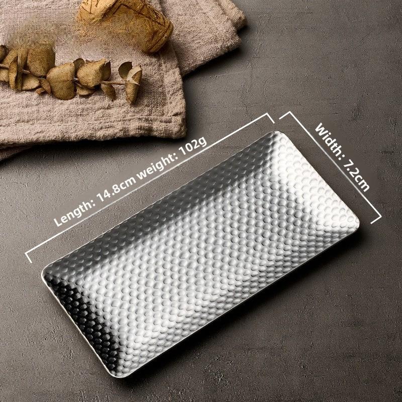 

304 Stainless Steel Towel Plate Fruit Tray Creative Luxury Style Hammered Design Serving Dish
