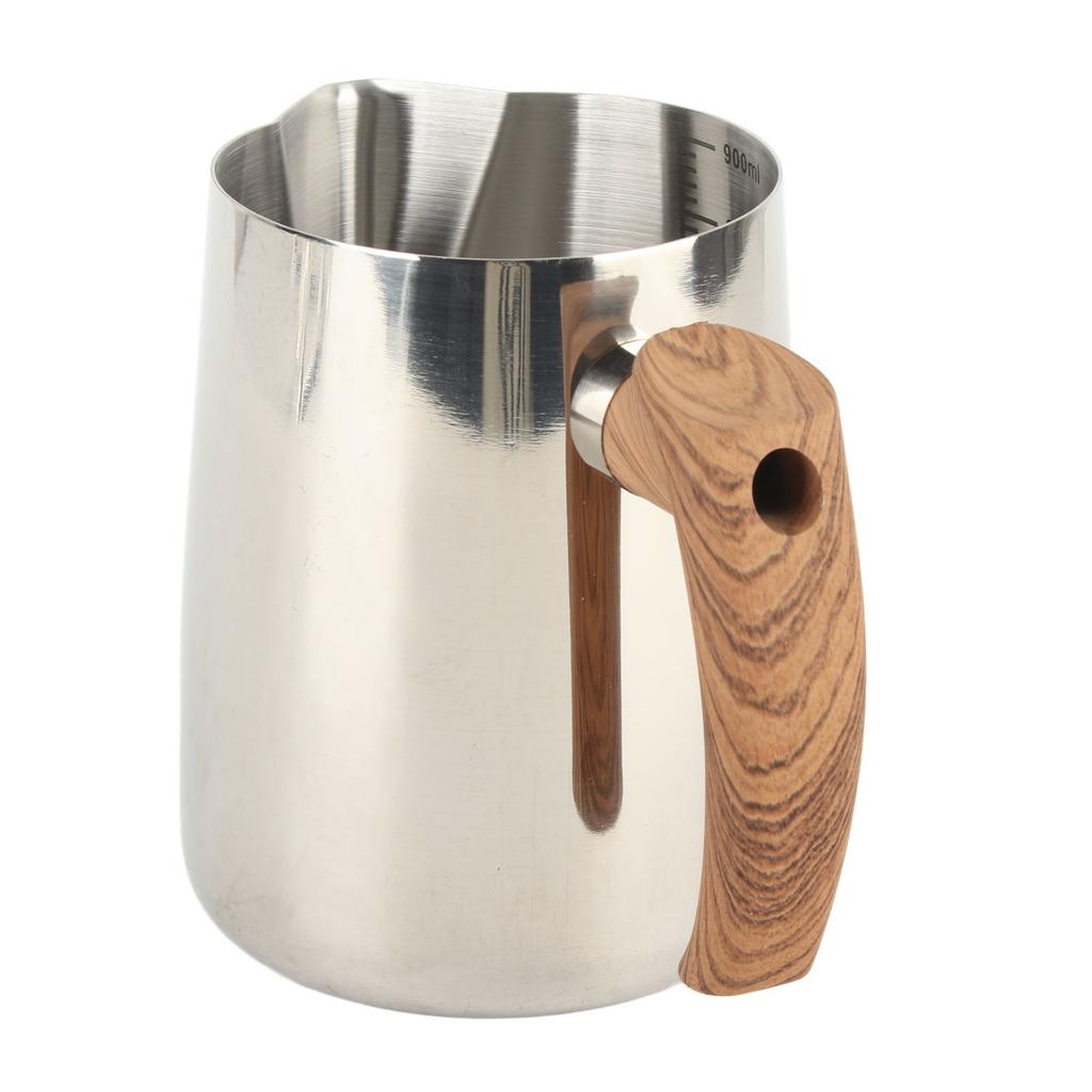 Milk Frothing Cup Inner Scale 304 Stainless Steel Dripless Spout Coffee Steaming Pitcher with Handle Original Color