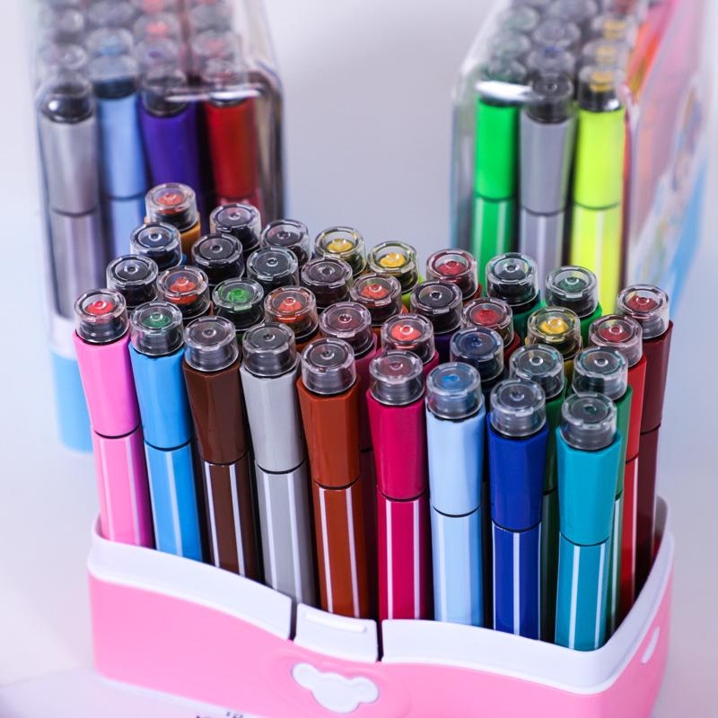 Children's Washable Watercolor Pen Set - 12, 18, 24, or 36 Colors with Stamp Art Brushes