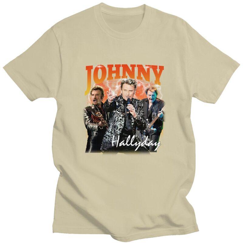 Custom Johnny Hallyday T Shirt Men Short Sleeves 100 Cotton Tshirt Casual French Singer Rock Music Tee Tops Fashion Tshirt