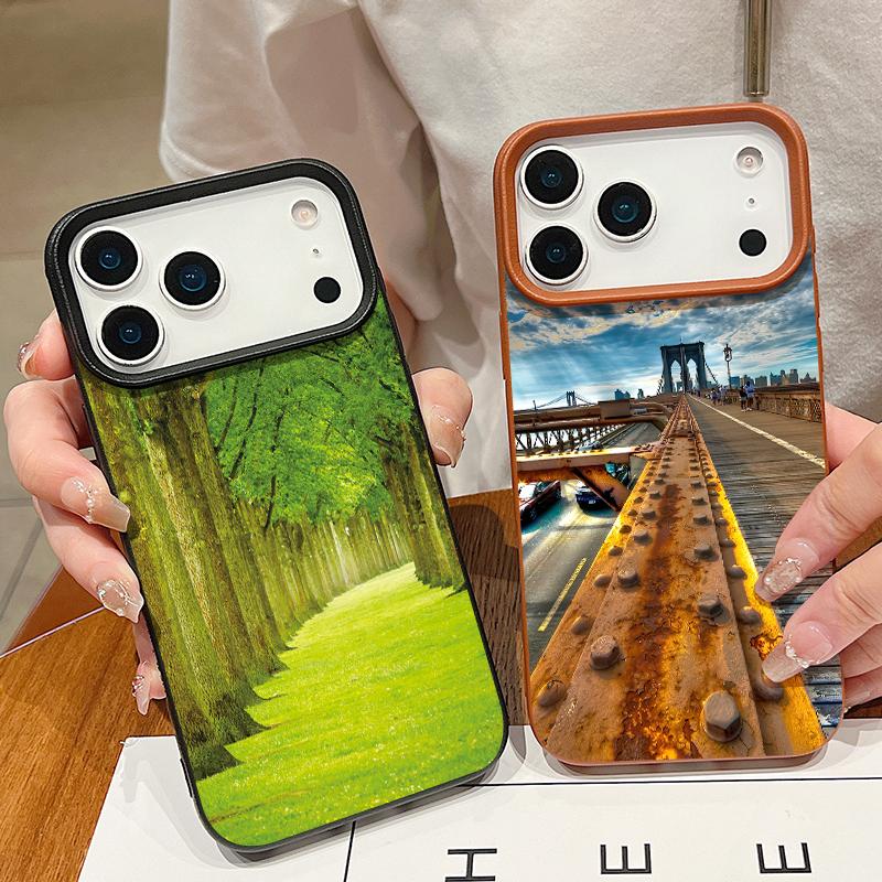 Mountain Waves Print Case For iPhone 17 18 Pro Max Leather Texture Silicone Cover For iPhone 16 15 14 13 Pro Max 16E 17E