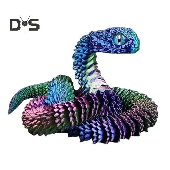 

3D-друкована іграшка зі змією. Шарнірна прикраса зі змією. Колекційна гнучка підроблена іграшка зі змією для прикраси столу в домашньому офісі. червоний/синій