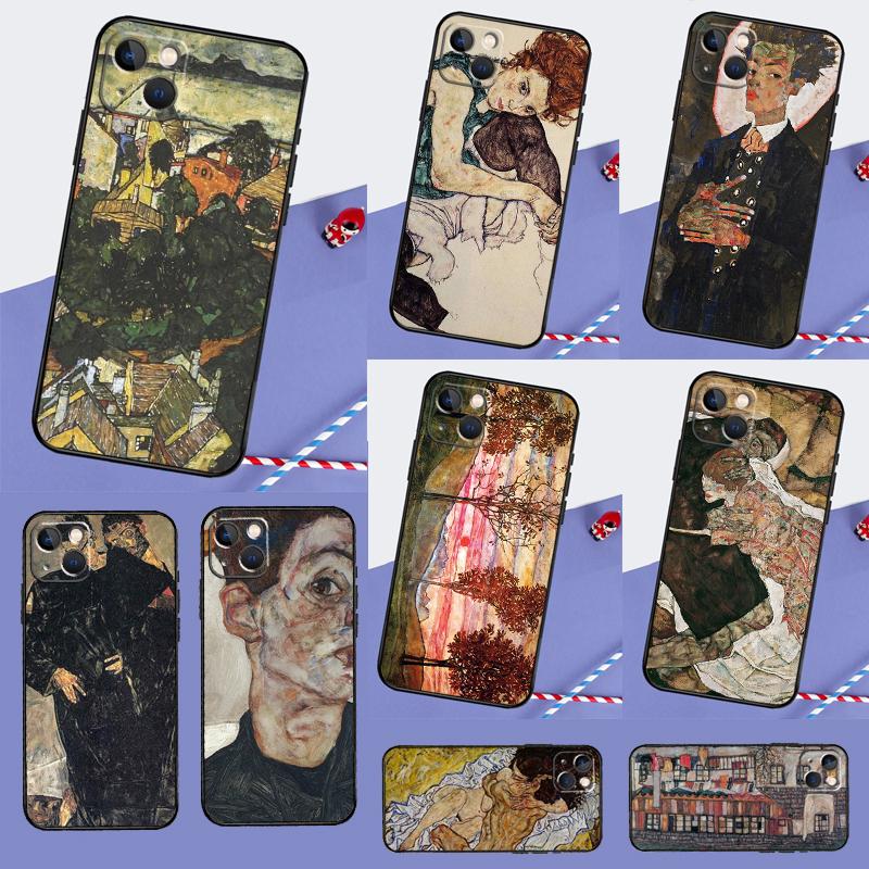 Egon Schiele Kunst Handyhülle Für iPhone 16 Pro 15 Pro 12 13 Mini 11 14 Pro Max XR 16 15 Plus 16e Hülle Coque