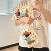 Zipper Cartoon Puppy Makeup Bag Large Capacity Handheld Makeup Bag with Dots and Rope Pendant Travel Toilet Bag