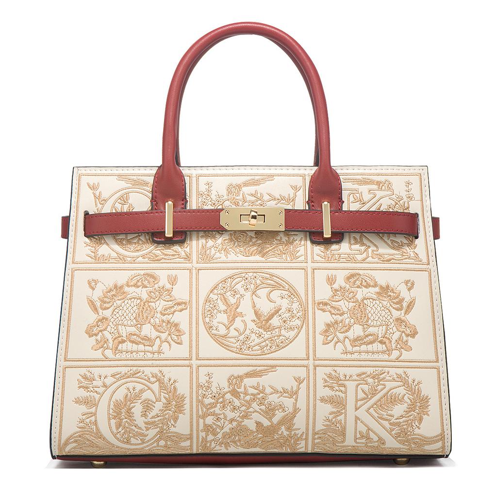 Bolsa de Mão Bordada Feminina Noiva Bolsa de Casamento Atmosférica Grande Capacidade Bordado Para Presente de Aniversário da Mãe