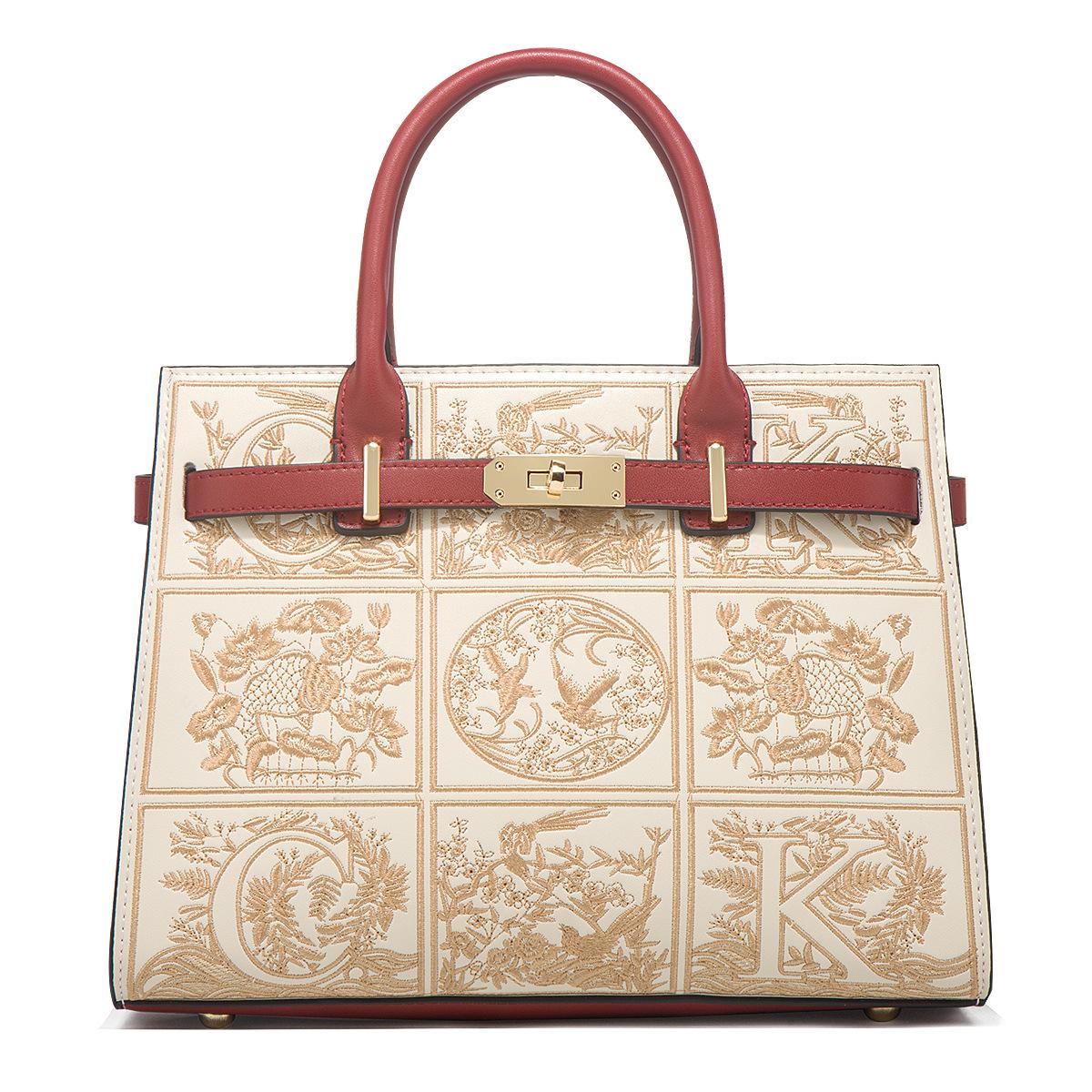

Embroidery Handbag Female Bride Wedding Bag Atmospheric Large Capacity Embroidery For Mother S Birthday Gift