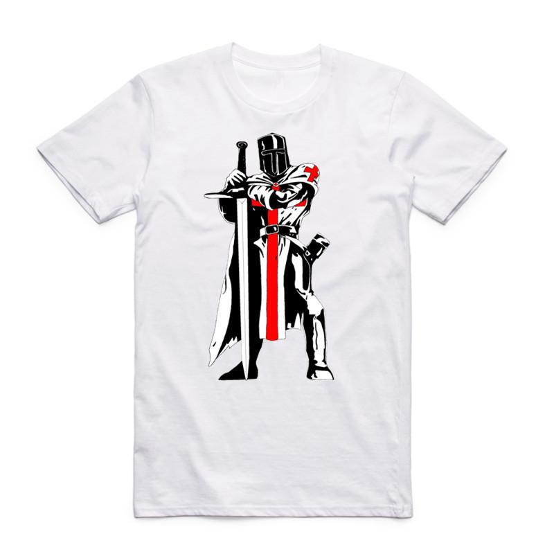 

Templar Knight White Print T Shirt 2019 Summer New Men s O-Neck Tshirt Short Sleeve Hipster Swag Harajuku Men s Clothing 4XL
