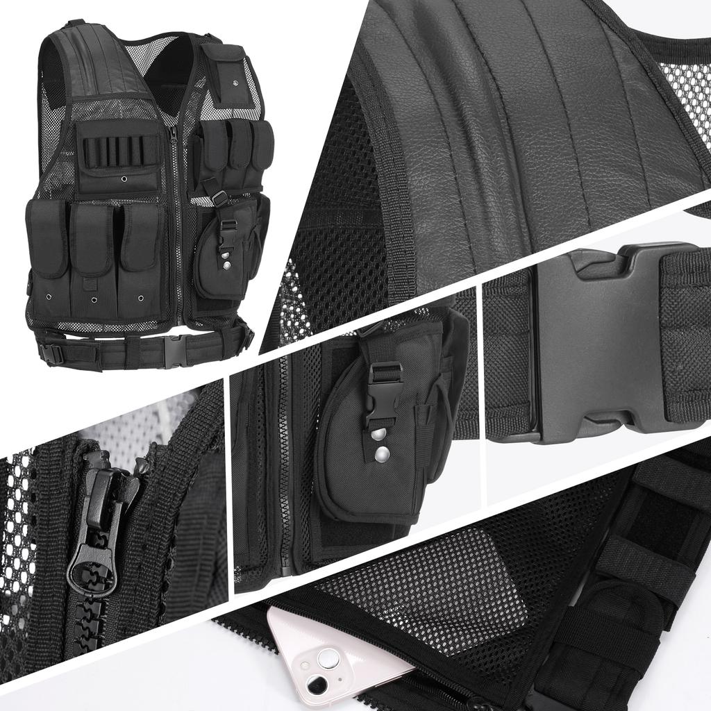 TOMSHOO Tactical Vest Multi-Pockets Breathable Combat Vest Outdoor Military Airsoft Army Vest for   Hunting Camping Hiking