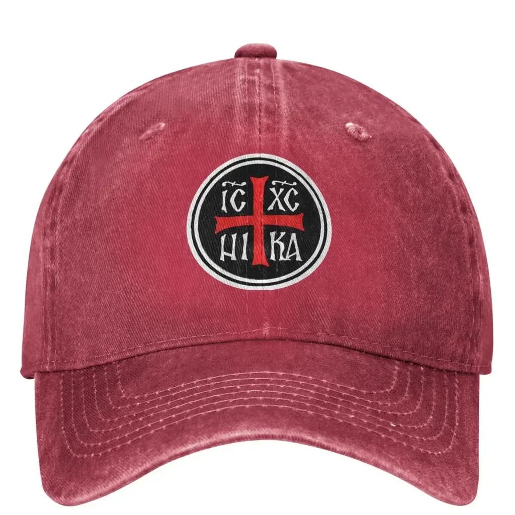 Rugged Red Black And White ICXC NIKA Baseball Cap Casual Unisex Teens Trucker Hat Sun Visors Outdoor Sport Snapback Cap Gift