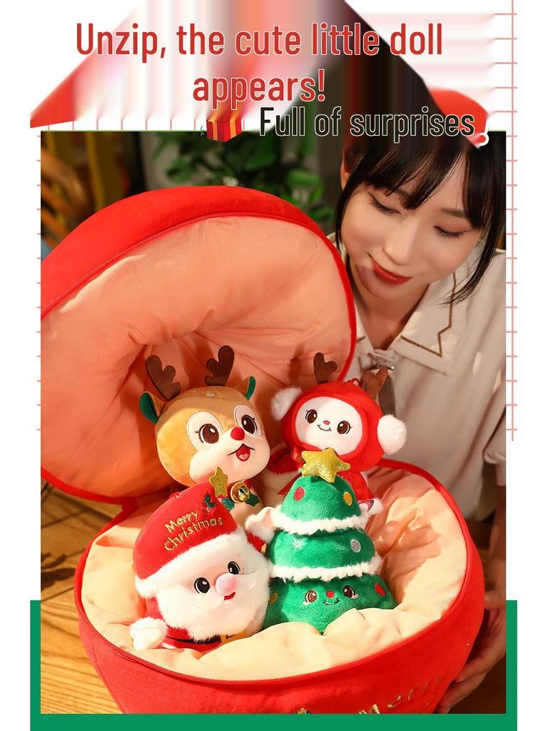 Santa & Reindeer Plush Toy - Cute Christmas Eve Gift for Girls