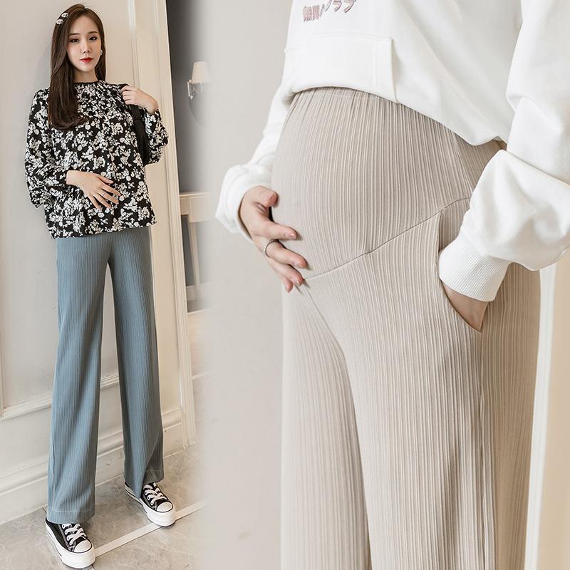1 #maternity Wide-leg Pants Spring and Autumn Thickened Belly Support Pants Casual Trousers Loose Maternity Pants Straight-leg Pants