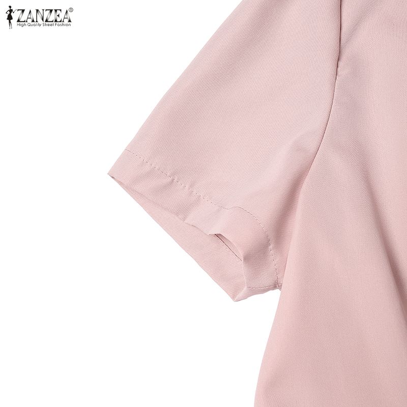 ZANZEA Women Short Sleeve Blouse and Midi Skirts Summer Two Piece Suit Sets