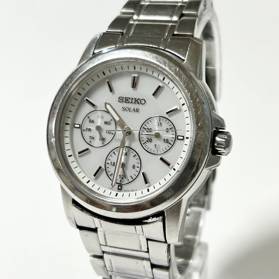 

[USED] Working SEIKO SOLAR V14J-0AR0 with genuine belt