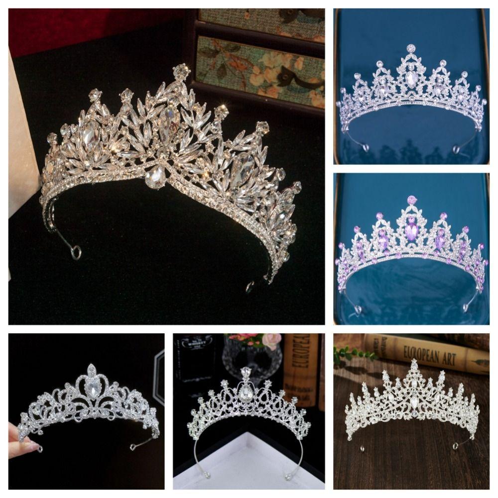 Metal Baroque Crown Queen Party Pageant Rhinestone Crown Exquisite Princess Tiara  Girls Headband