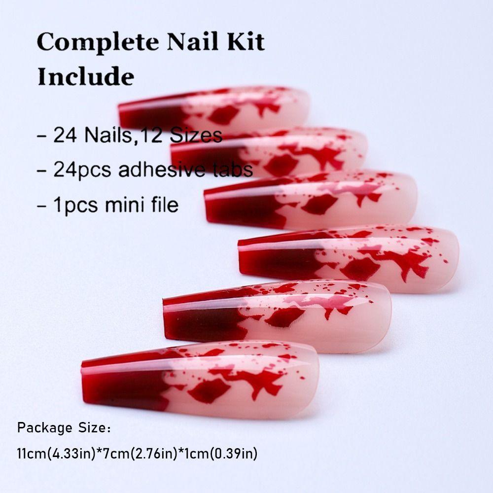 Visual Impact Halloween Fake Nails Various Styles Handmade Wear Nail Cosplay