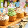 12pcs Boy or Girl Cupcake Toppers Glitter Onesie Jumpsuit Baby Shower Kids Birthday Gender Reveal Party Cake Decorations Supplie