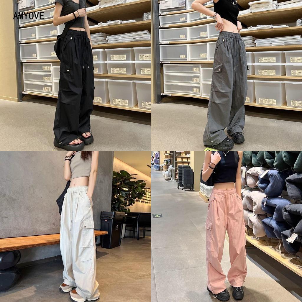 Womens Cargo Pants With Wool Blend Fabric For Casual Spring Summer Wear