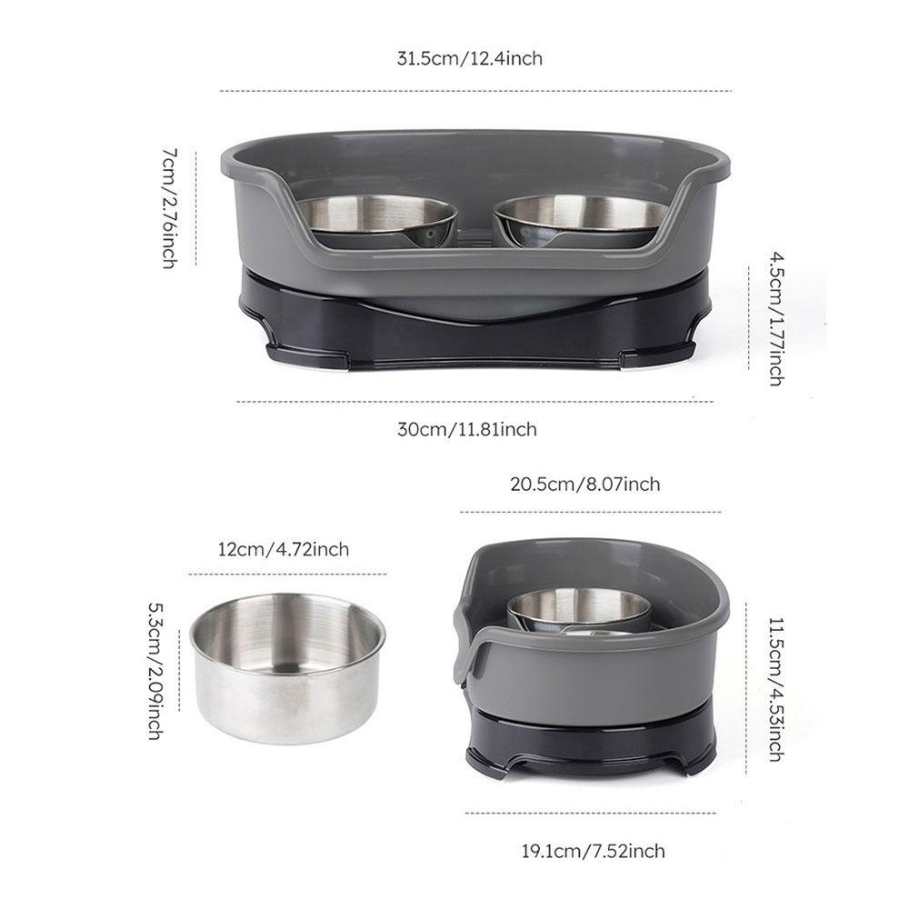 Non-slip Stainless Steel Dog Bowl Eating and Drinking Water Pet Double Bowl  Pet Feeding Supplies