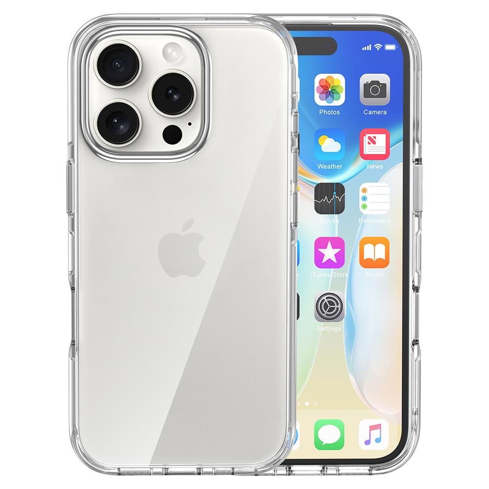 For iPhone 16 Pro Case Airbag Design PC+TPU Clear Protective Phone Cover